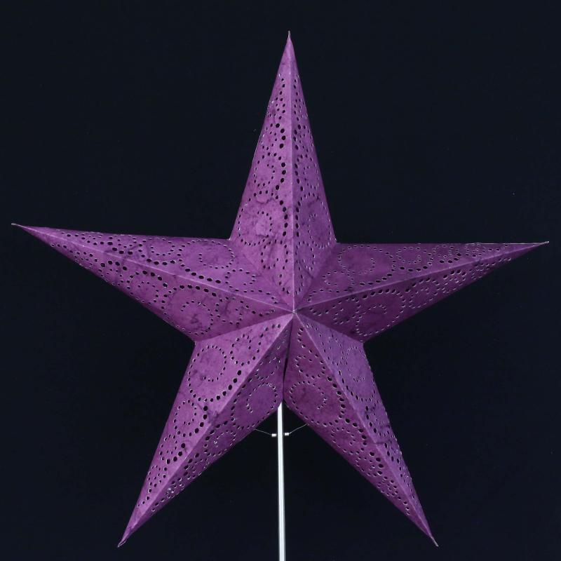 Twister Batik Lila  - Faltbarer Leuchtstern, Weihnachtsstern aus Papier mit 5 Zacken, 60 cm